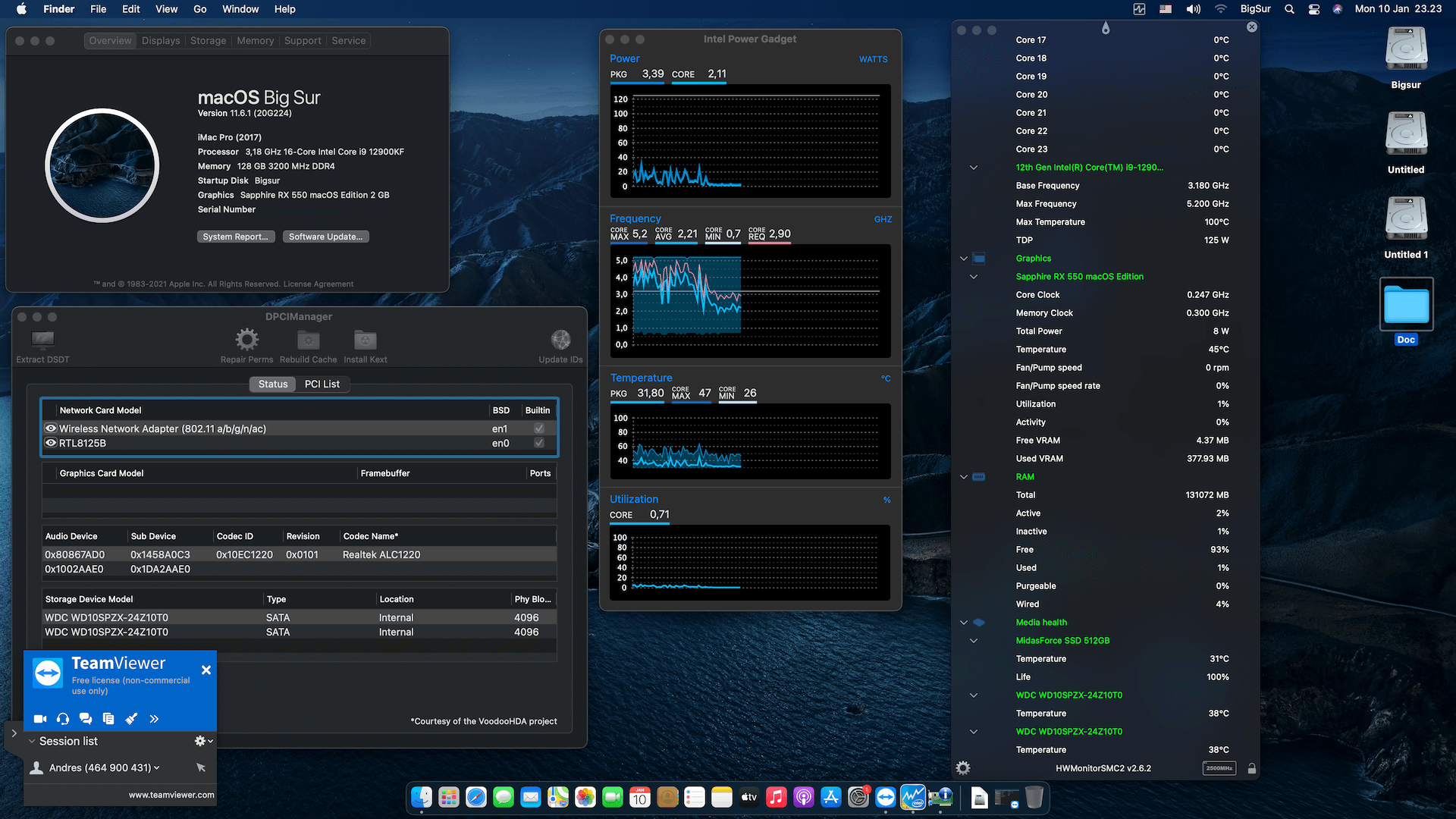 Success Hackintosh macOS Big Sur 11.6.1 Build 20G224 in Gigabyte Z690 Gaming X DDR4 + Intel Core i9 12900KF + Sapphire RX 550
